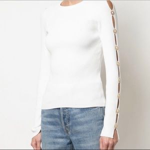 Jonathan Simkhai Ribbed Long-Sleeve Stapled Knit Top